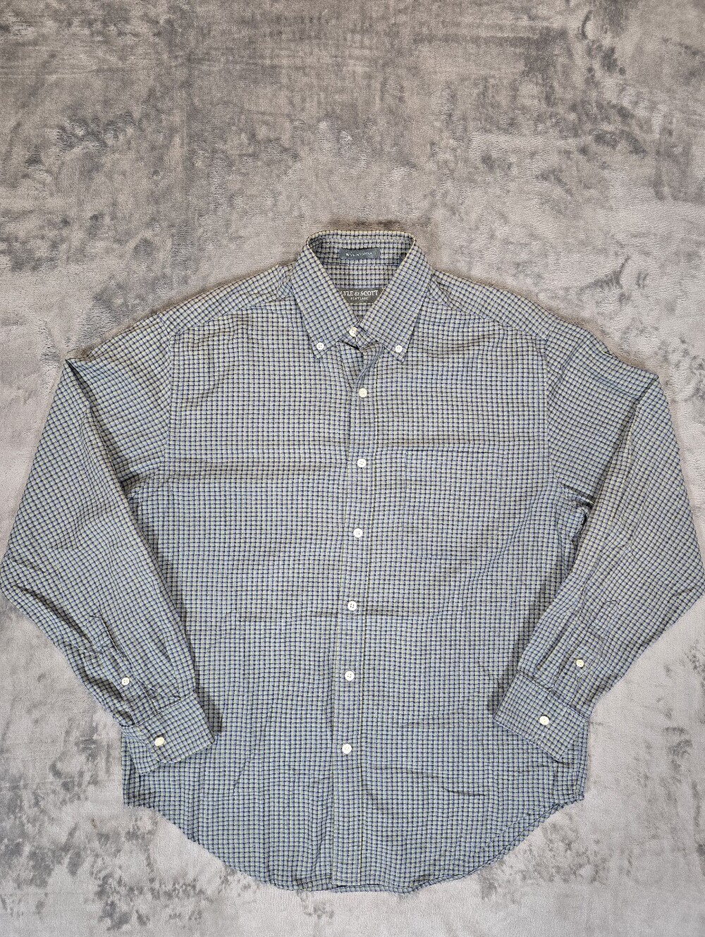 Lyle & Scott 80's 2-Ply Cotton Checked Button Down Shirt Size Medium